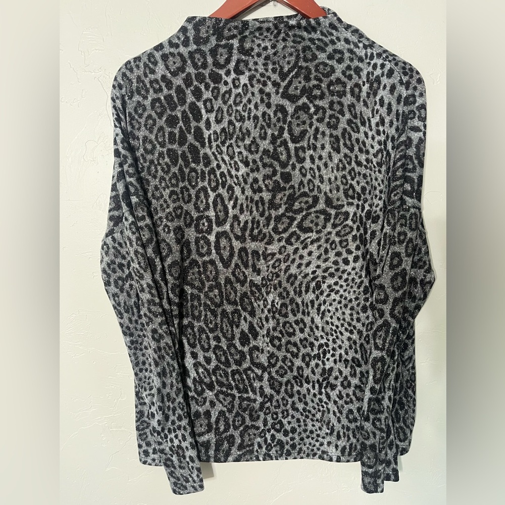 INC International Concepts Animal Print‎ Top Metallic Shimmer w Stretch Large